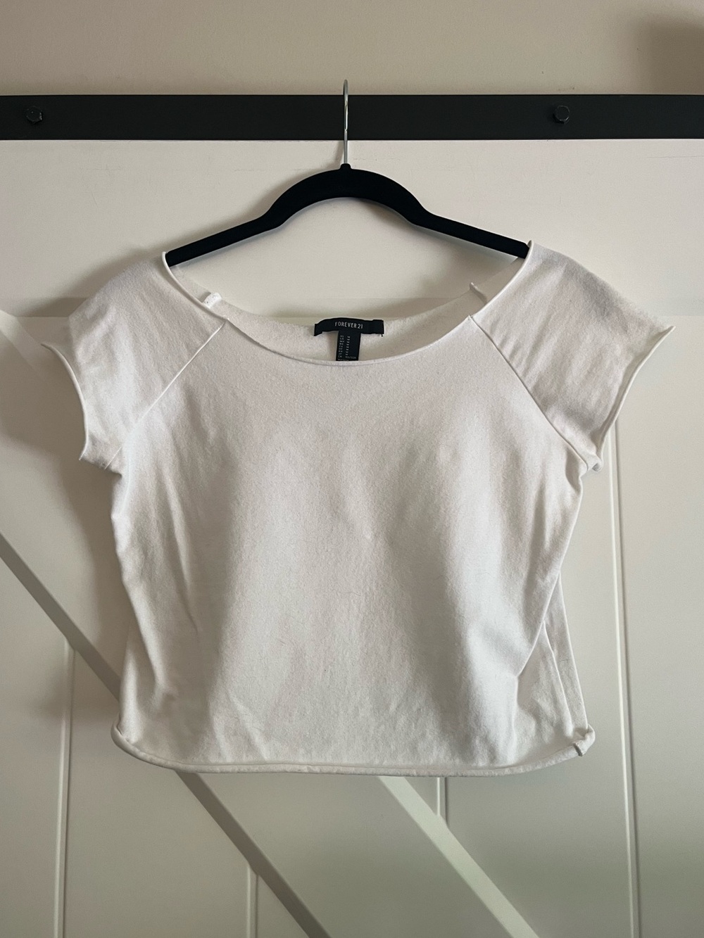 White Cap-Sleeve Cropped Top